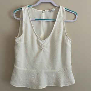 Large Express White Peplum Sleeveless Blouse